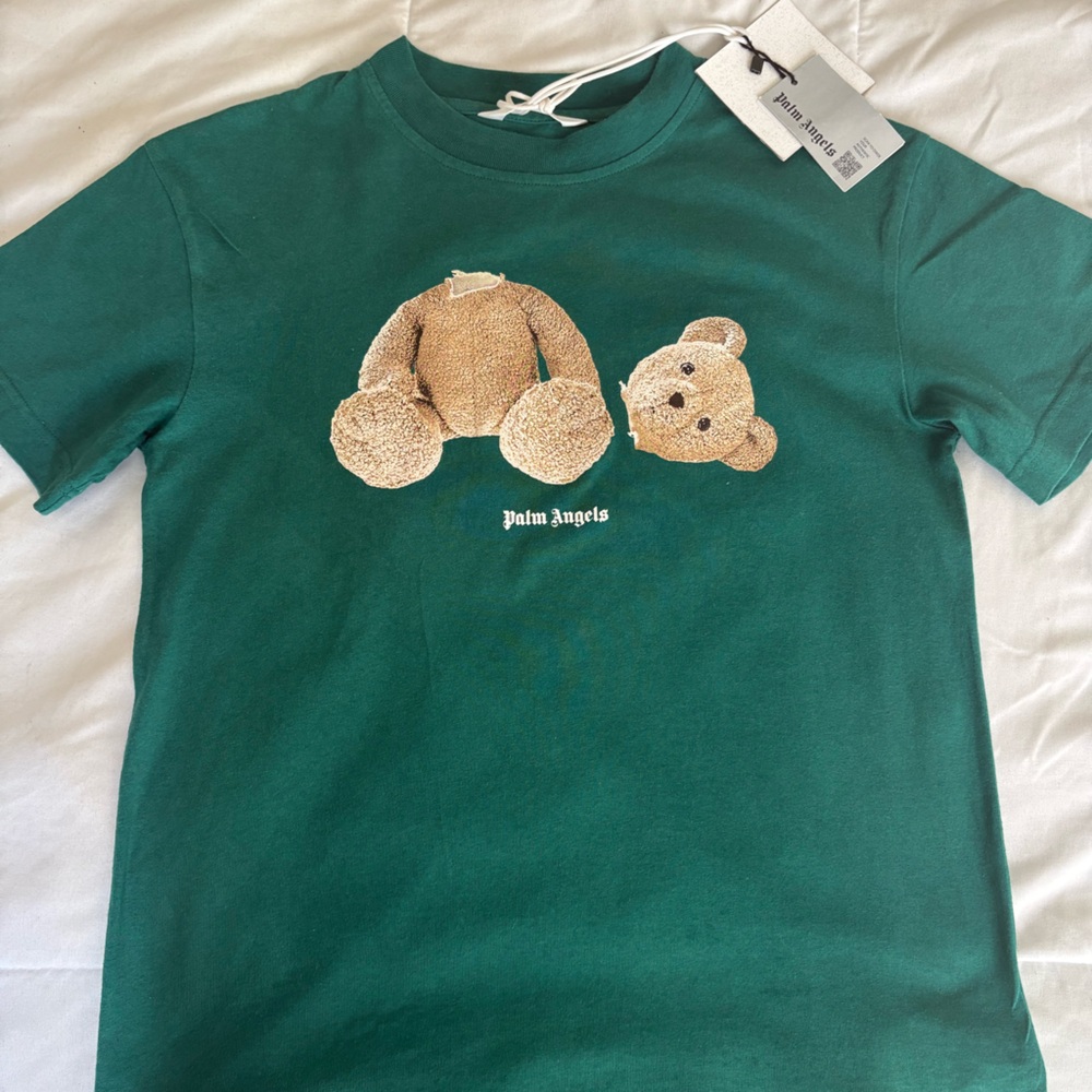 Palm Angels Teal Teddy Bear Kids Tee